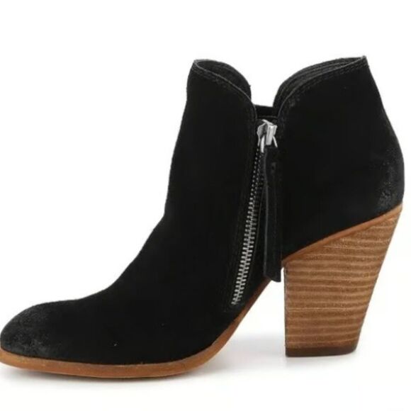 Dolce Vita Black Hixon Suede Chelsea Chunky Block Ankle Zipper Boots Booties 6 - Picture 1 of 9